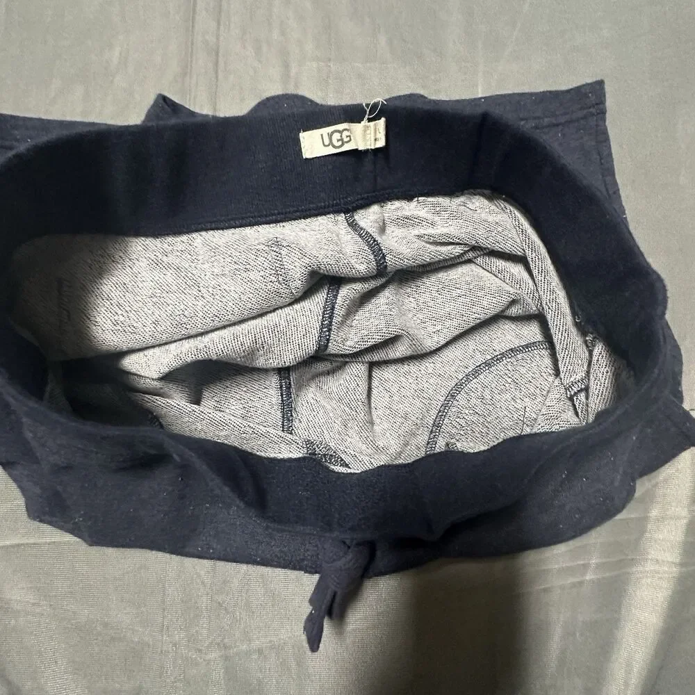 Ugg Terry Sweat Shorts Mens Large Lounge Navy Blue Casual Flat Front Drawstring - Picture 7 of 9